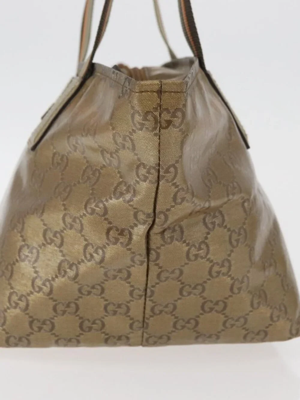 GUCCI GG Crystal Tote Bag Coated Canvas Gold Tone 131228 Auth YKZ1227A